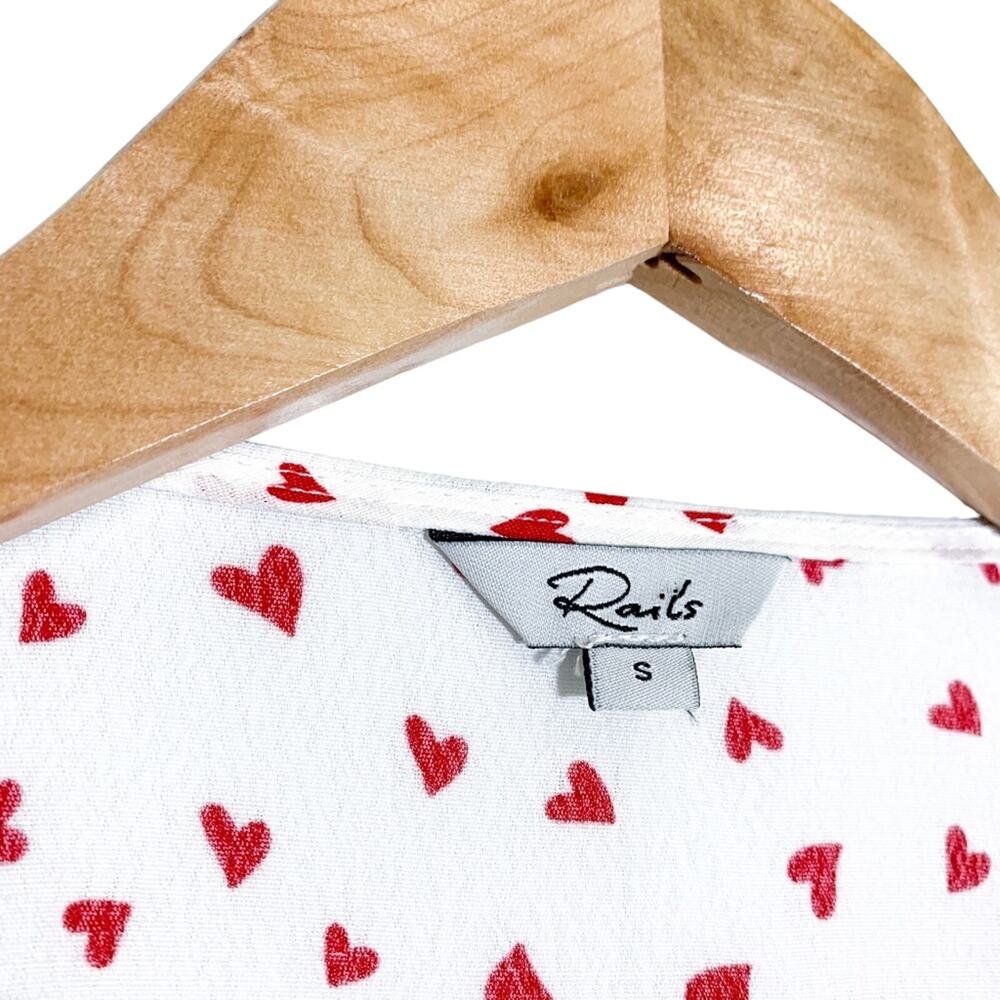 Rails Simone Heart Print Wrap Crop Ruffle Peplum … - image 8